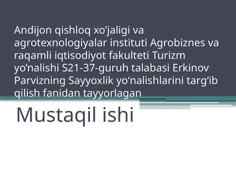 Turizm yo’nalishi