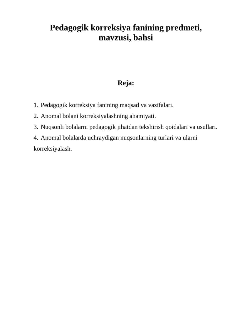 Pedagogik korreksiya fani
