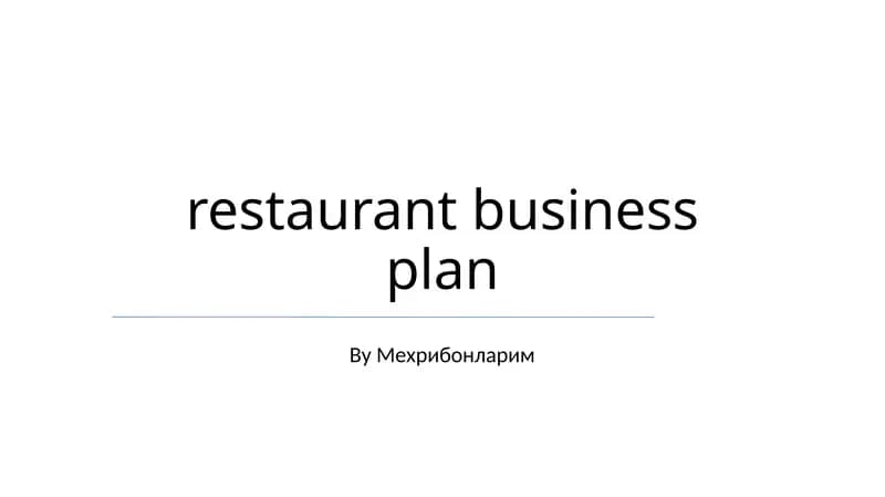 restaurant business plan