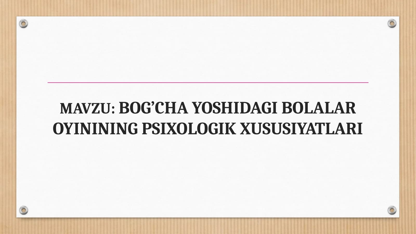 BOG’CHA YOSHIDAGI BOLALAR OYININING PSIXOLOGIK XUSUSIYATLARI