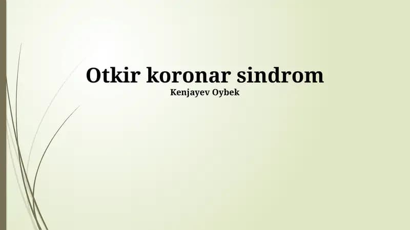 O'tkir koronar sindrom