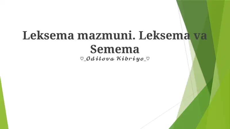 Leksema va Semema
