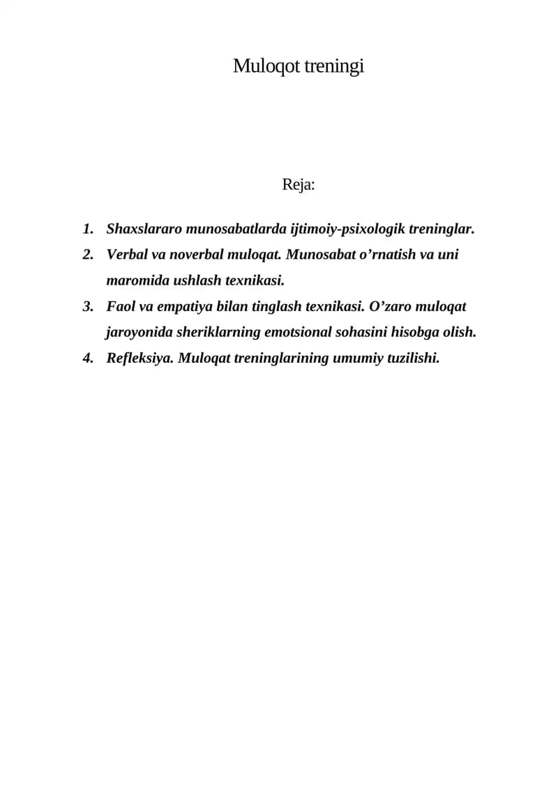 Muloqot treninglari