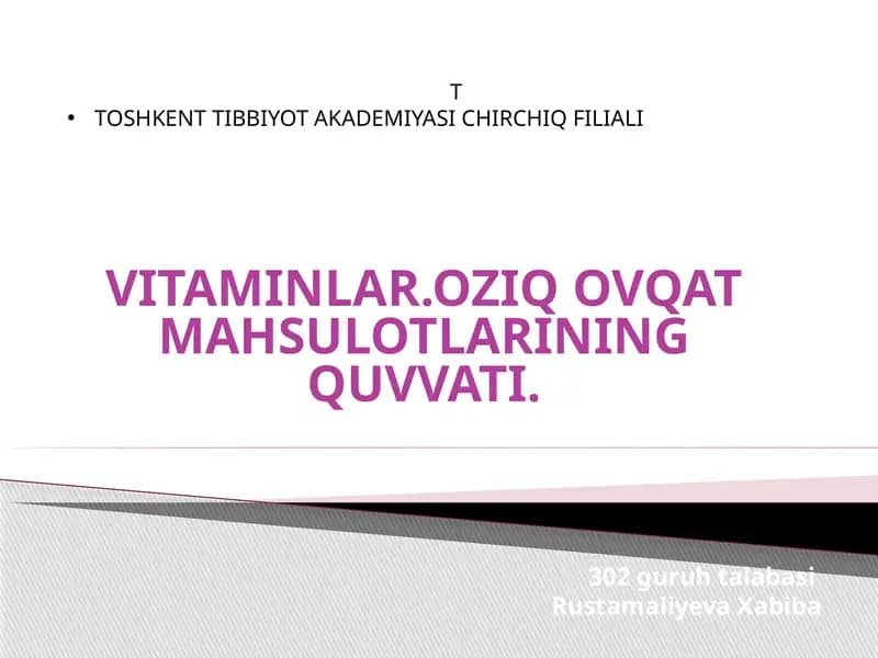 Vitaminlar haqida umumiy tushuncha