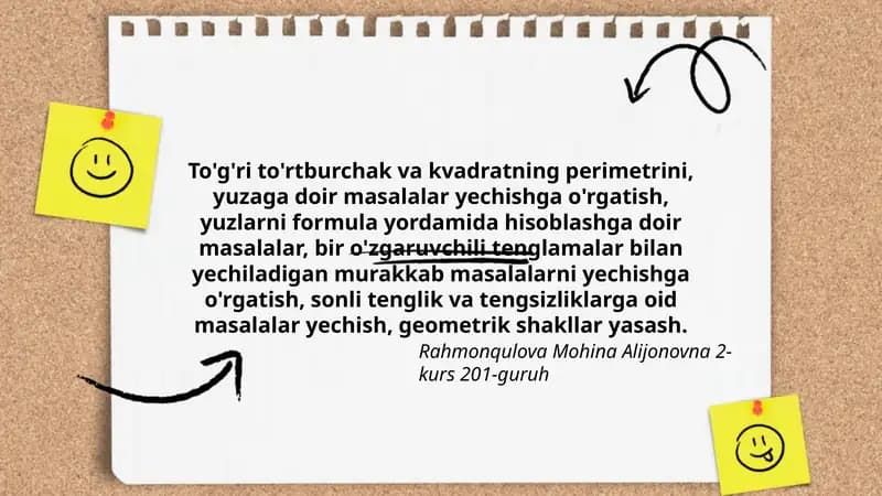 To'g'ri to'rtburchak va kvadratning perimetri