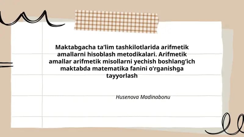 Arifmetik amallarni hisoblash metodikalari