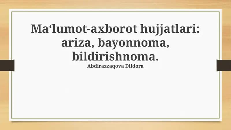 Axborot Hujjatlari: Bayonnoma