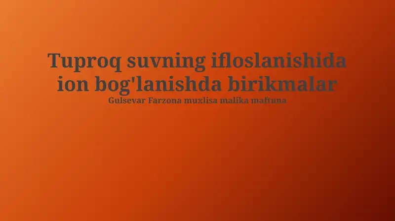 Ionli birikmalar bilan ifloslanish