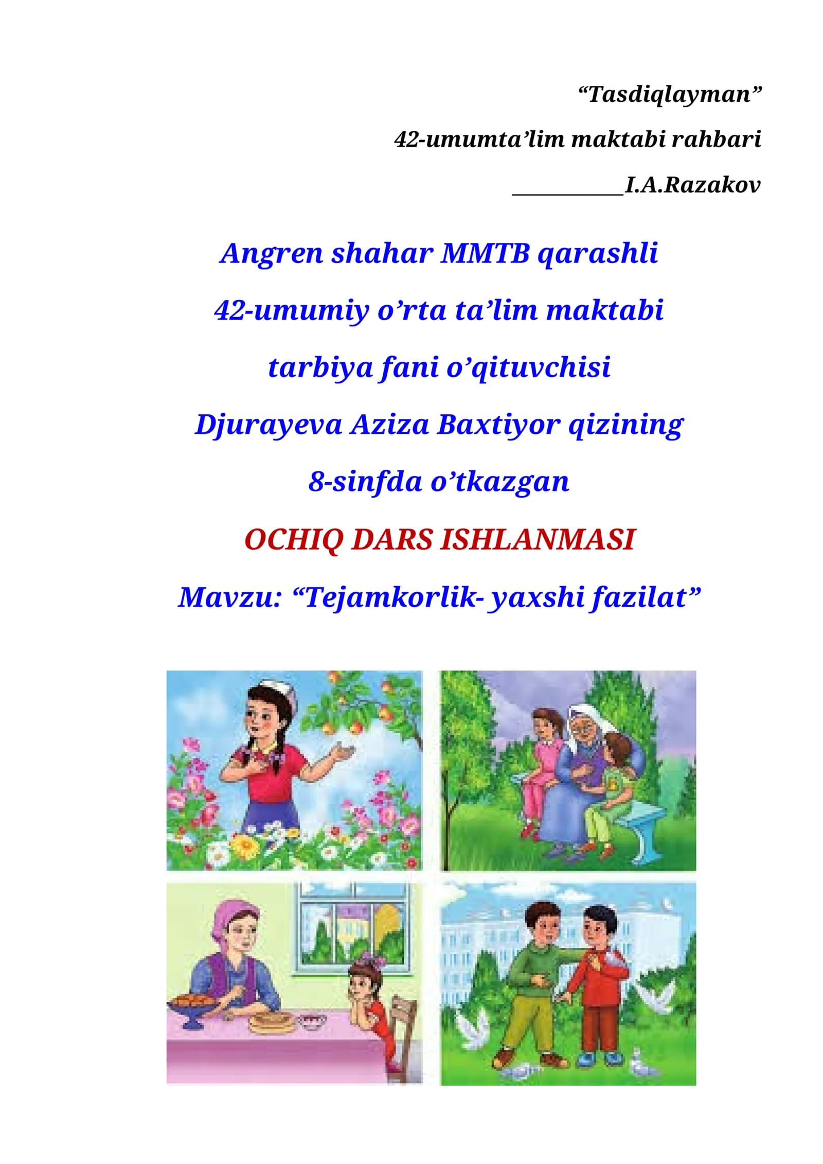 OCHIQ DARS ISHLANMASI