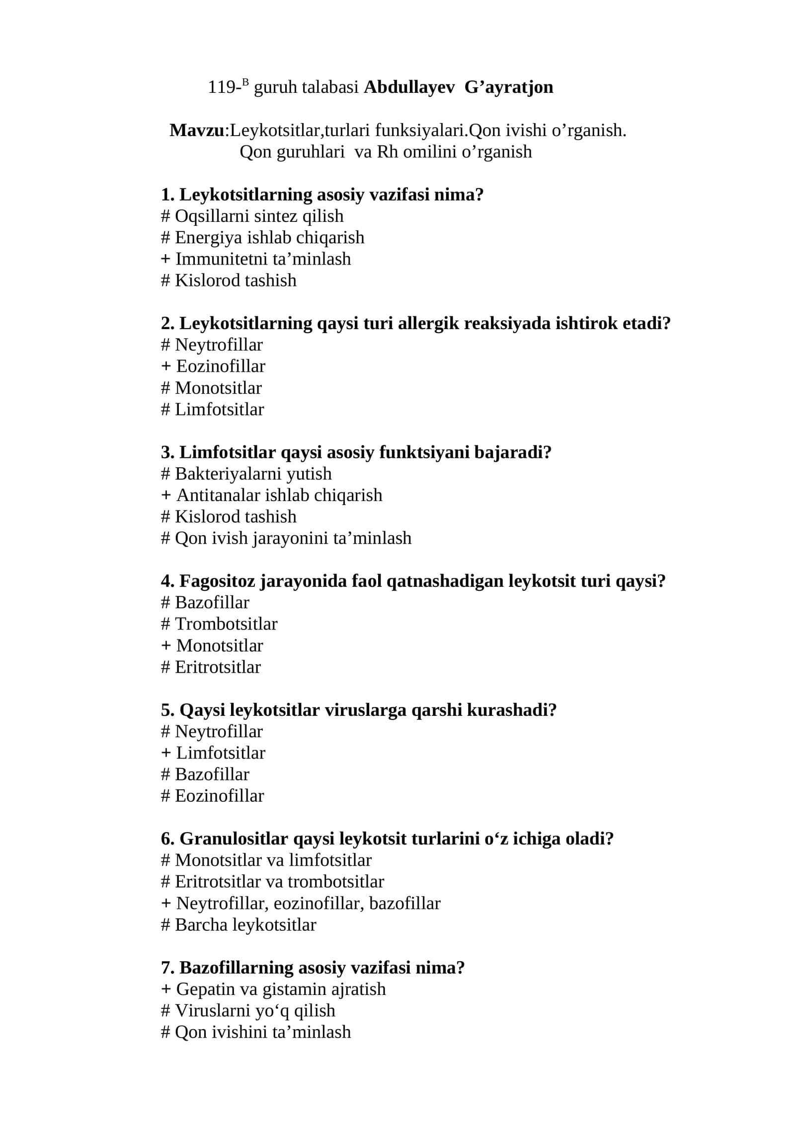 Leykotsitlar va qon guruhlari