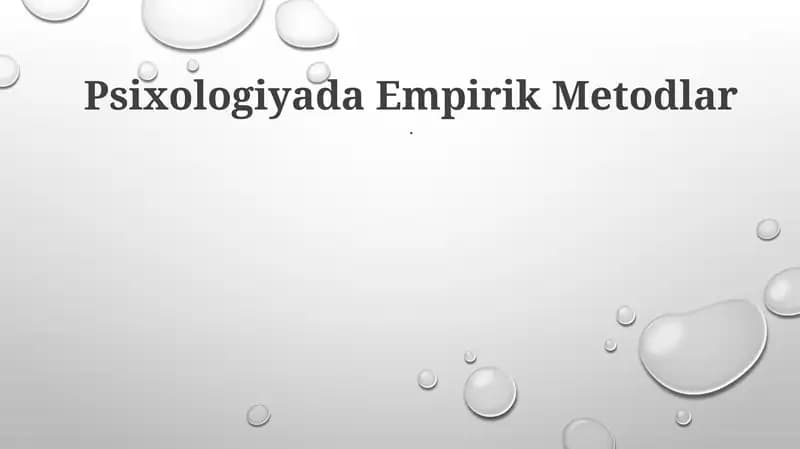 Psixologiyada Empirik Metodlar