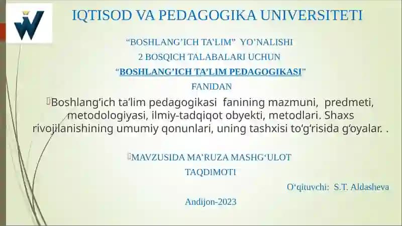 Boshlang‘ich ta’lim pedagogikasi