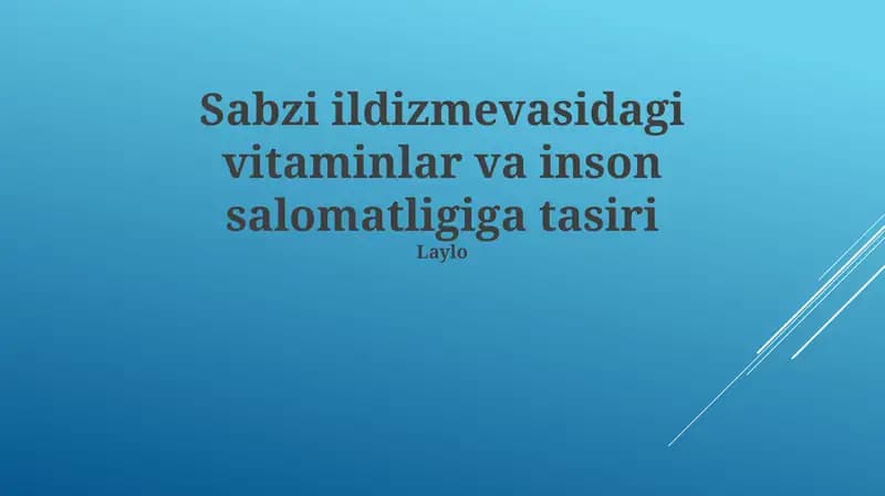 Sabzi ildizmevasi vitaminlar bilan
