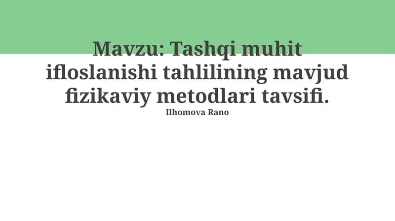 Tashqi muhit ifloslanishi tahlili