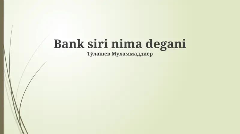 Bank siri nima degani