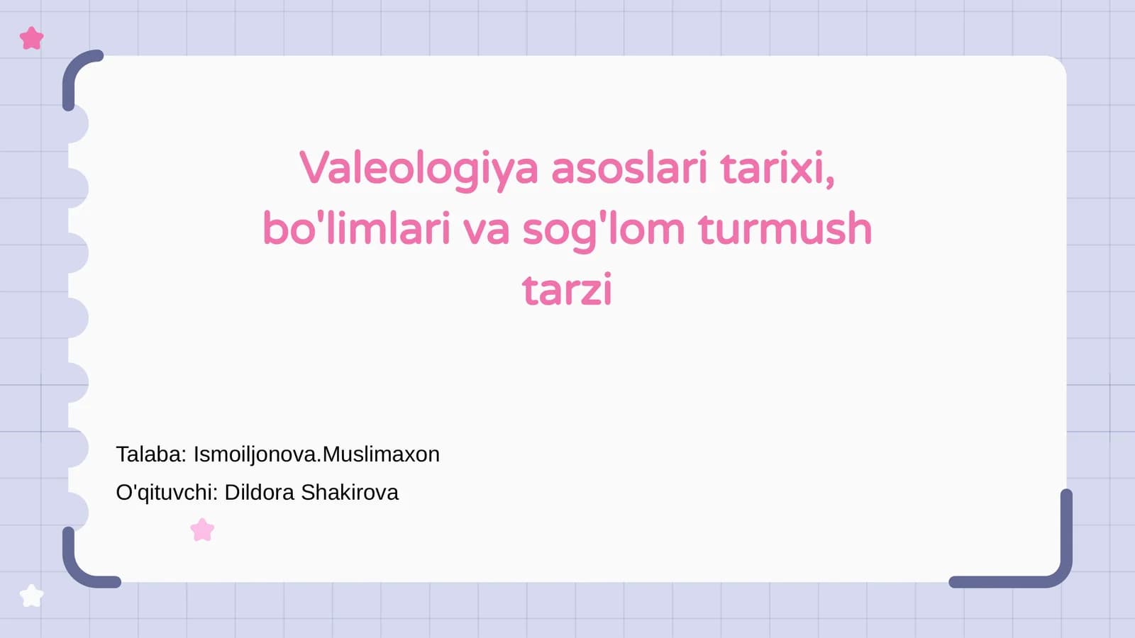 Valeologiya asoslari tarixi, bo'limlari va sog'lom turmush tarzi