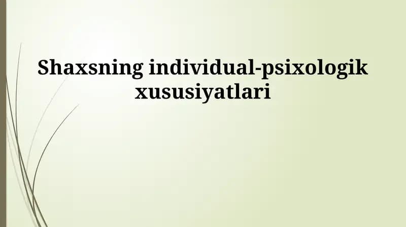 Temperamentning asosiy tipi mavjud
