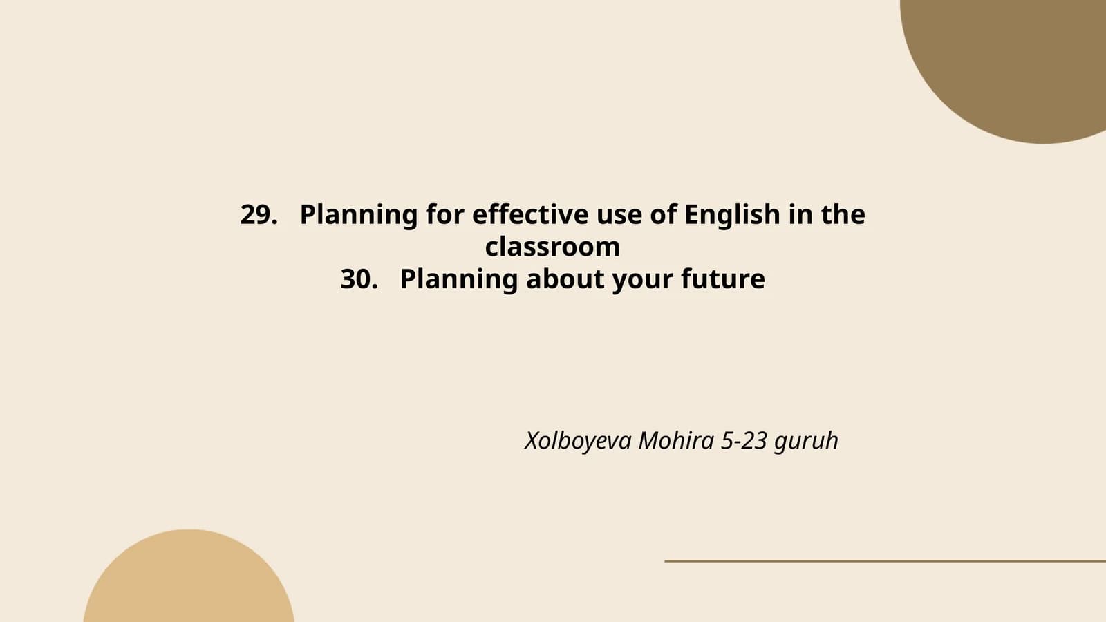 Planning for effective use of English in the classroom