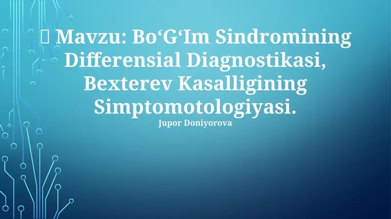 Bo‘G‘Im Sindromining Differensial Diagnostikasi