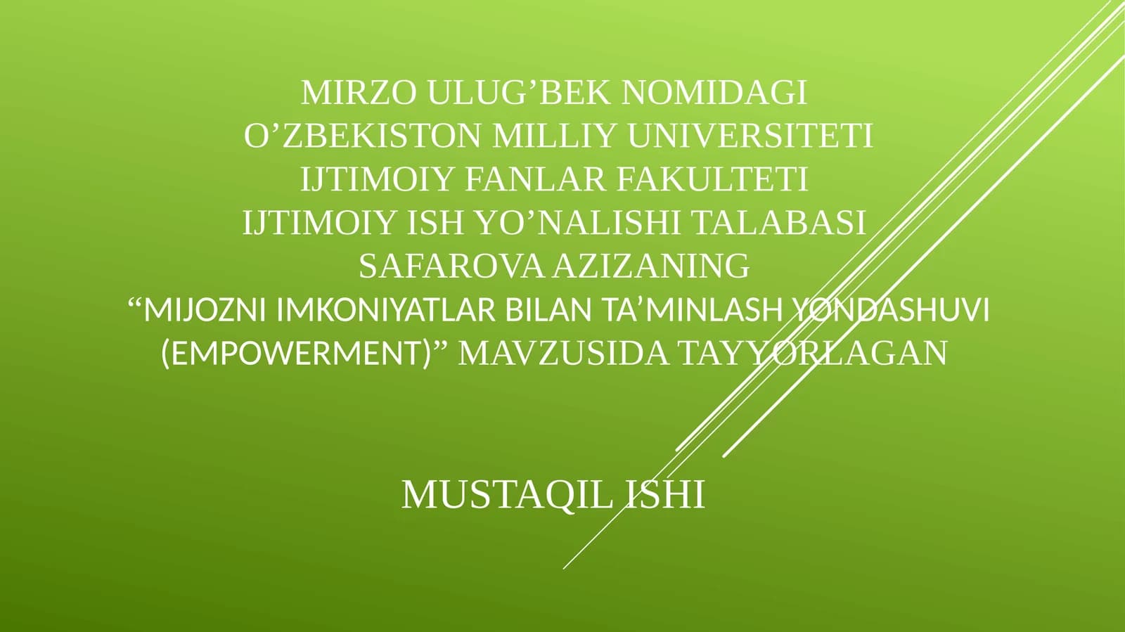 "Mijozniimkoniyatlarbilanta’minlashyondashuvi(Empowerment)"