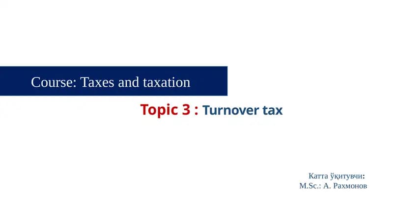 Turnover tax