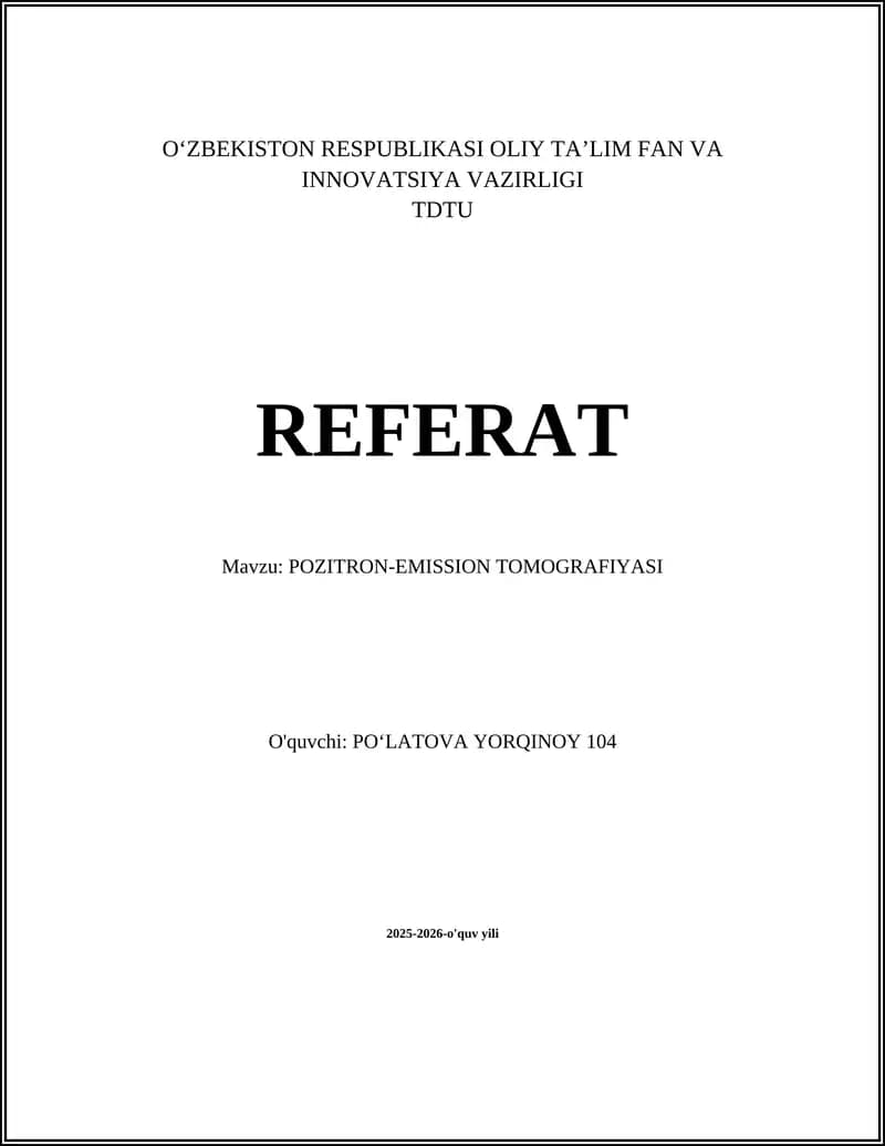 POZITRON-EMISSION TOMOGRAFIYASI