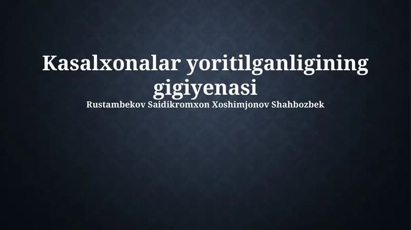 Kasalxonalar yoritilganligining gigiyenasi