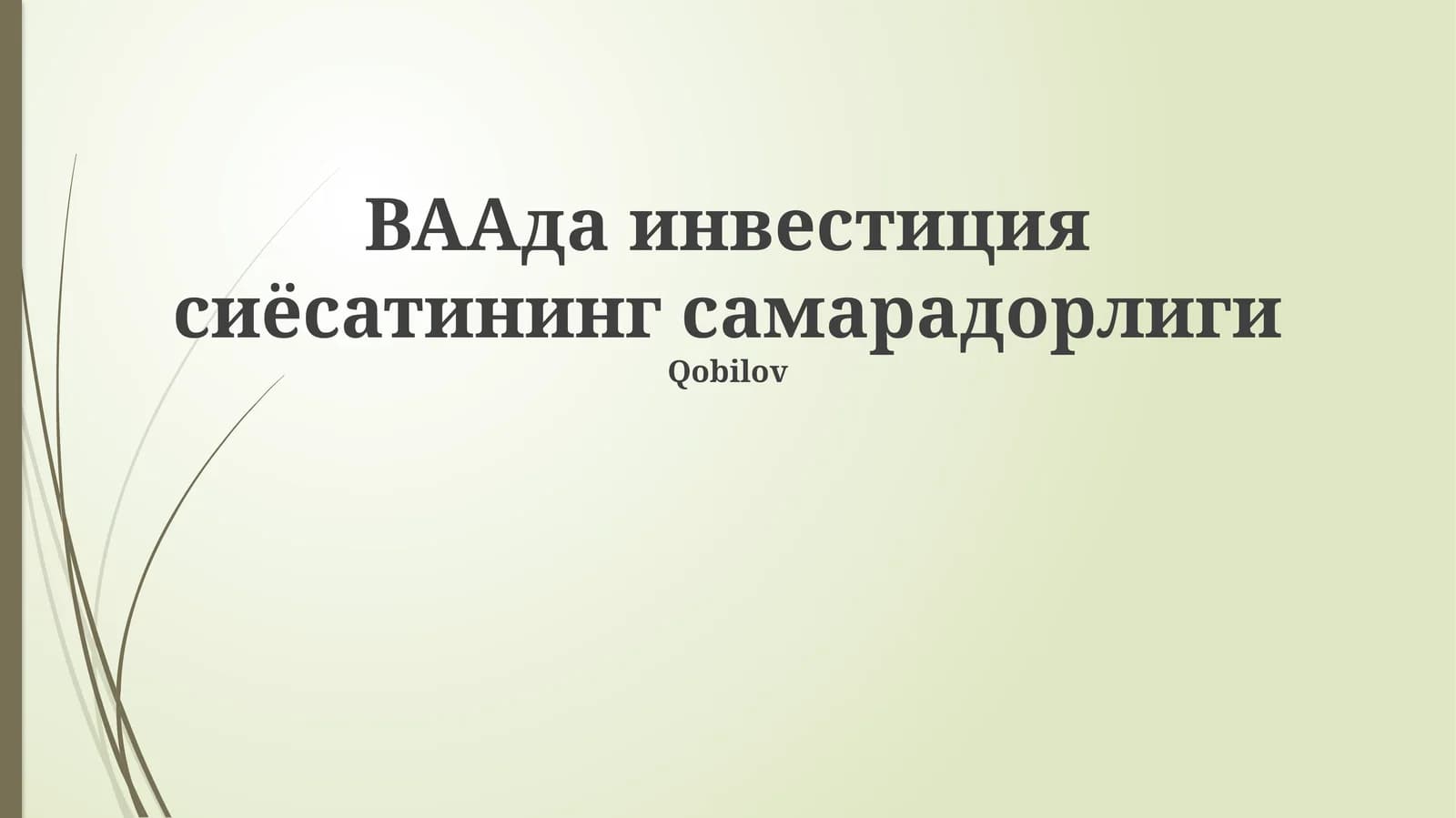 BAAда инвестиция сиёсатининг самарадорлиги