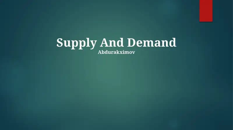 Supply And Demand