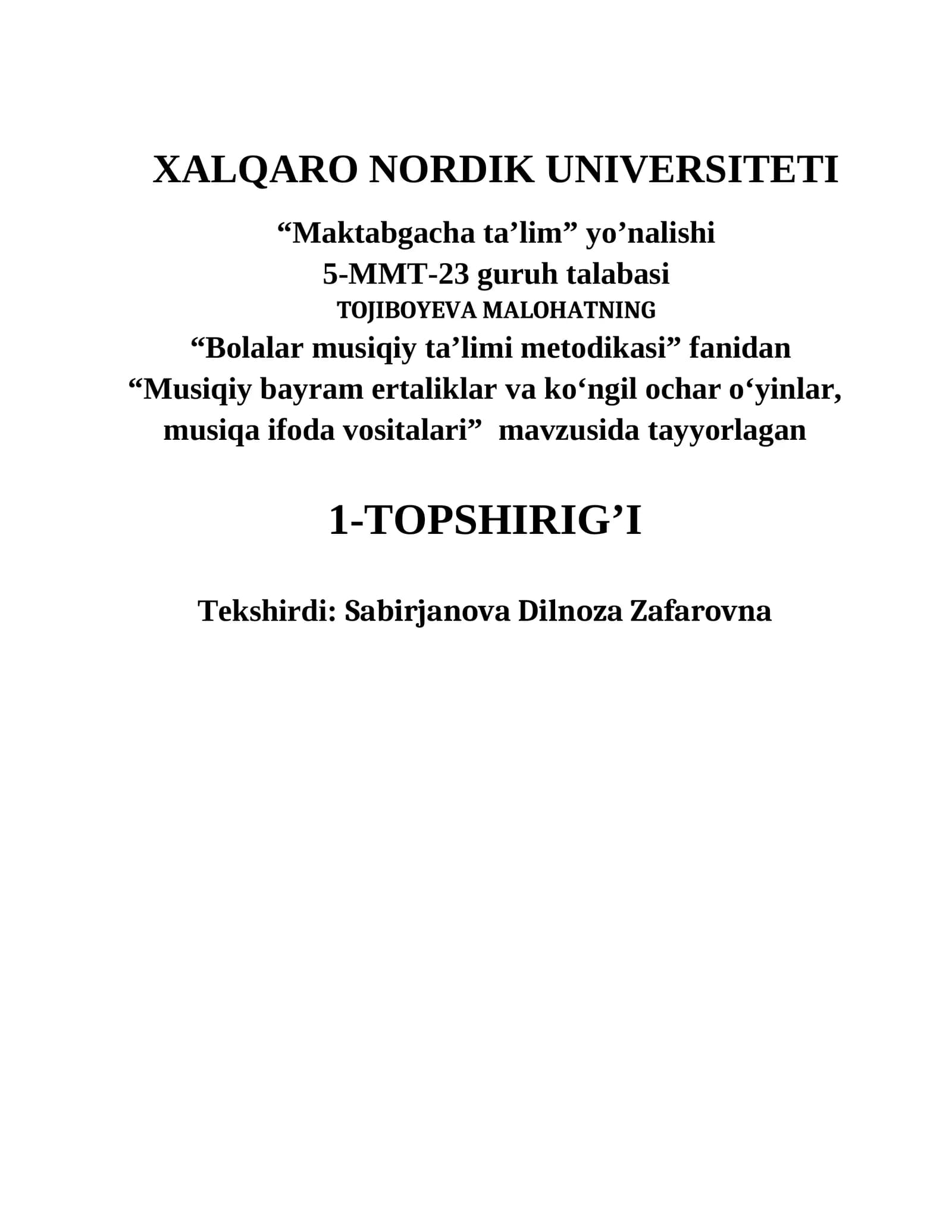 Bolalar musiqiy ta’limi metodikasi