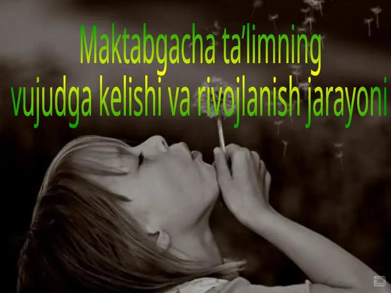 Kichik maktabgacha Yoshdagi bolalar psixologiyasi