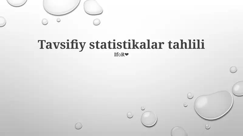Tavsifiy statistikalar tahlili