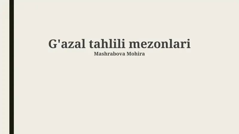 G'azal tahlili mezonlari