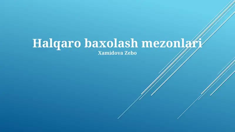 Halqaro baxolash mezonlari