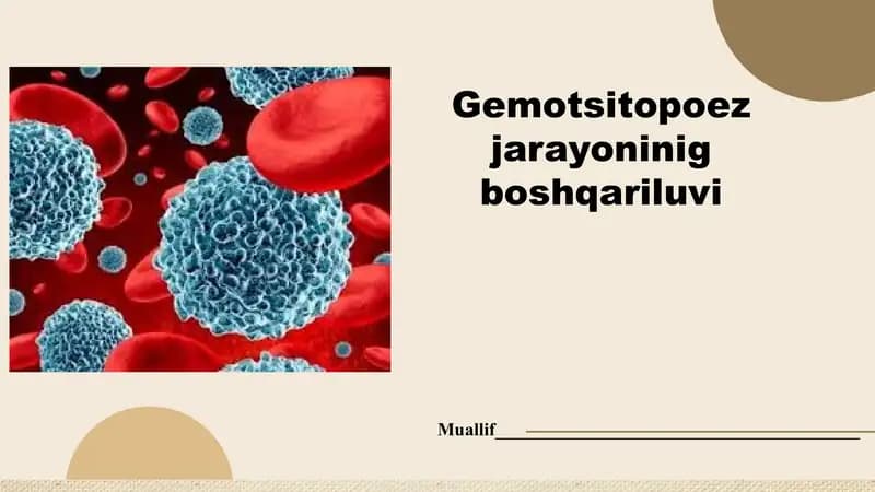 Gemotsitopoez jarayoninig boshqariluvi