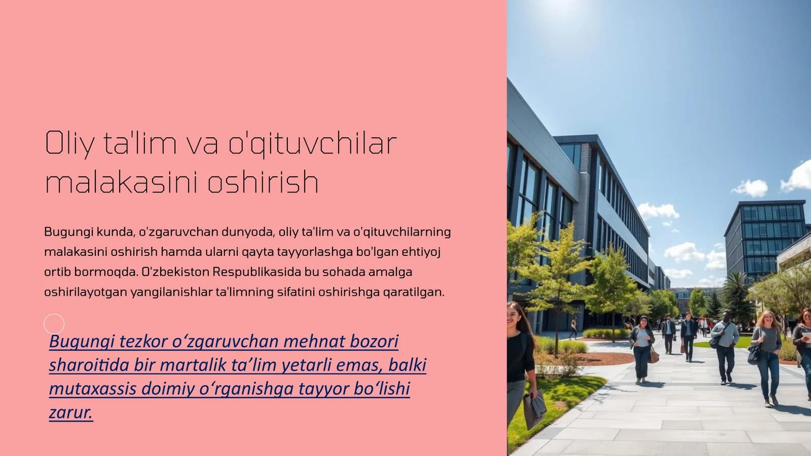 Oliy ta'lim va o'qituvchilar malakasini oshirish