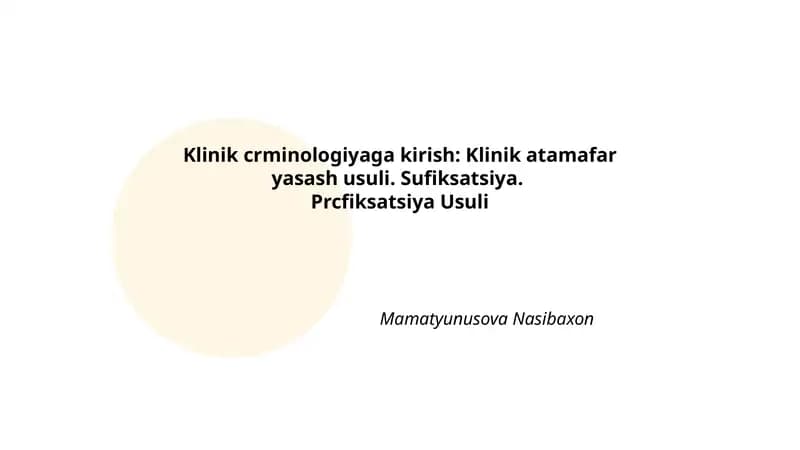Klinik crminologiyaga kirish