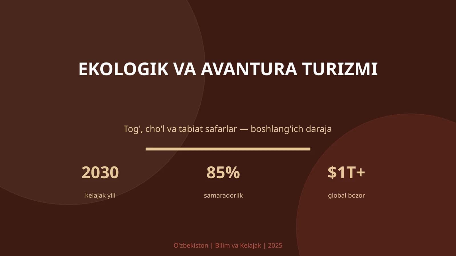 EKOLOGIK VA AVANTURA TURIZMI