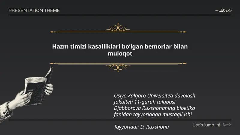 Bioetika fanidan tayyorlagan mustaqil ish