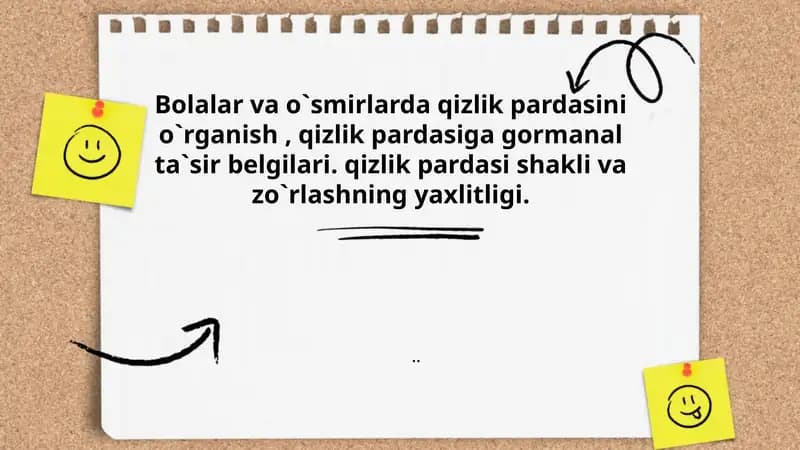 Bolalar va o`smirlarda Qizlik Pardasini O`rganish