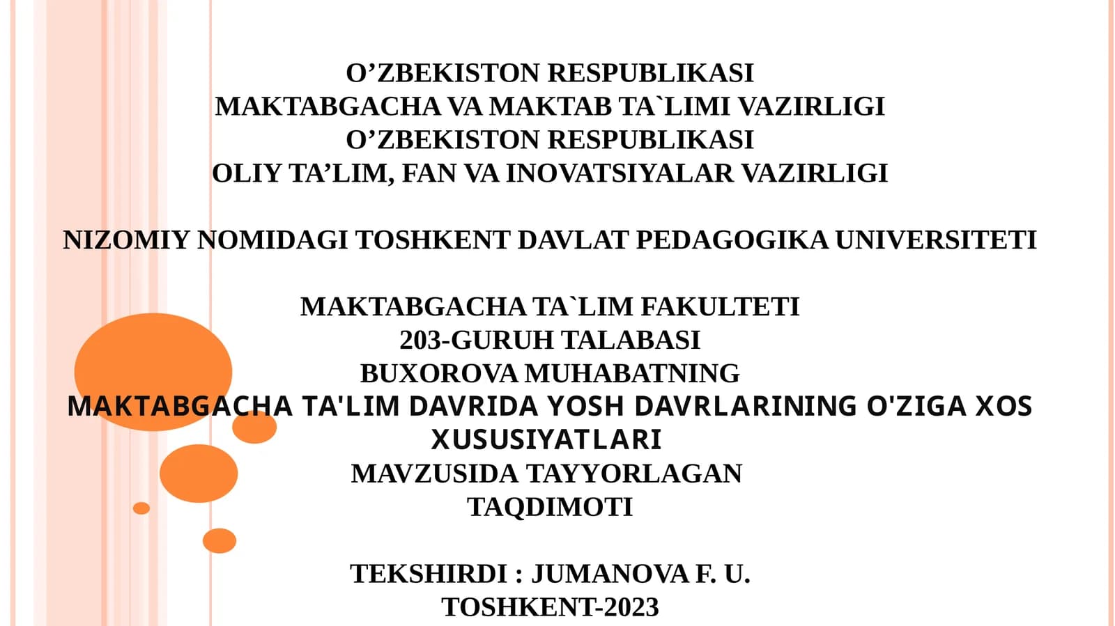 Maktabgacha Ta'limda Yosh Davrlar