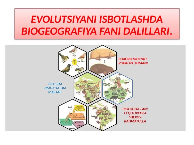 EVOLUTSIYANI ISBOTLASHDABIOGEOGRAFIYA FANIDALILLARI