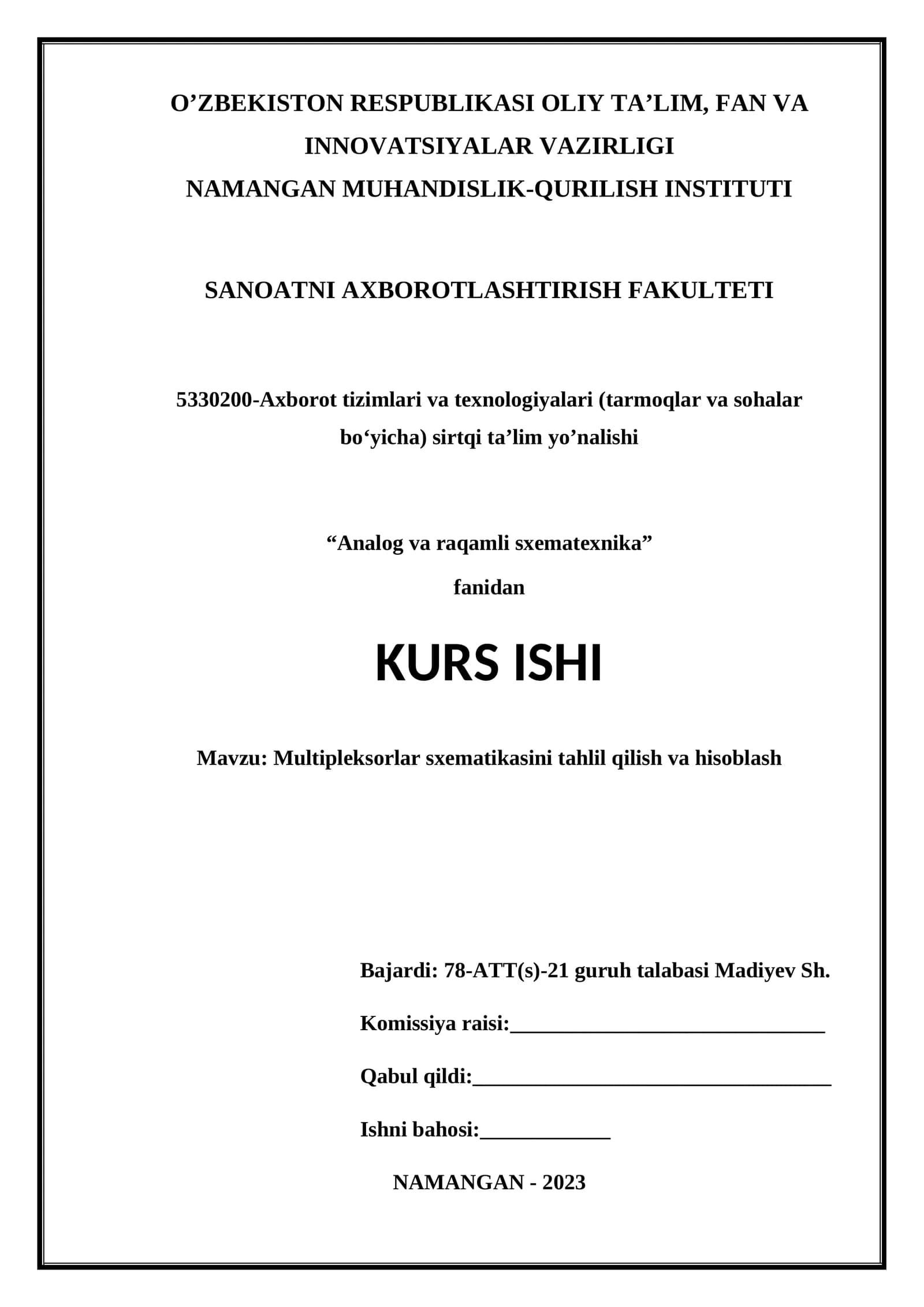Analog va raqamli sxematexnika