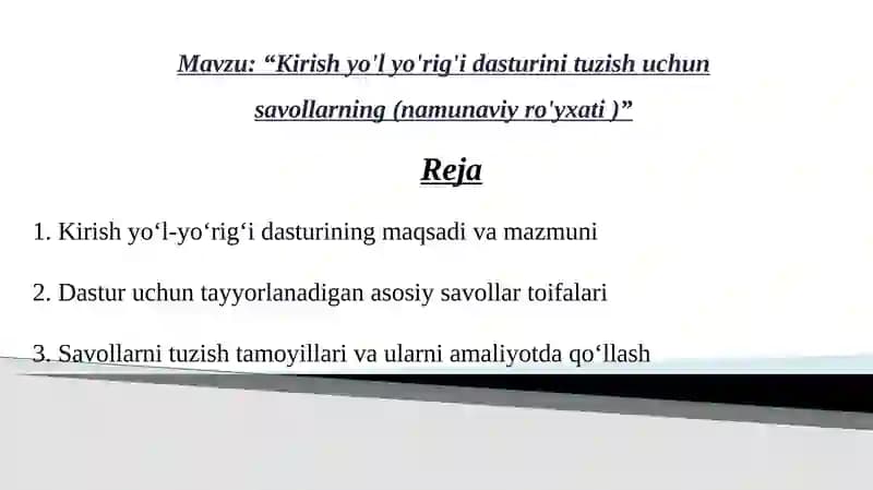 Kirishyo'lyo'rig'idastur