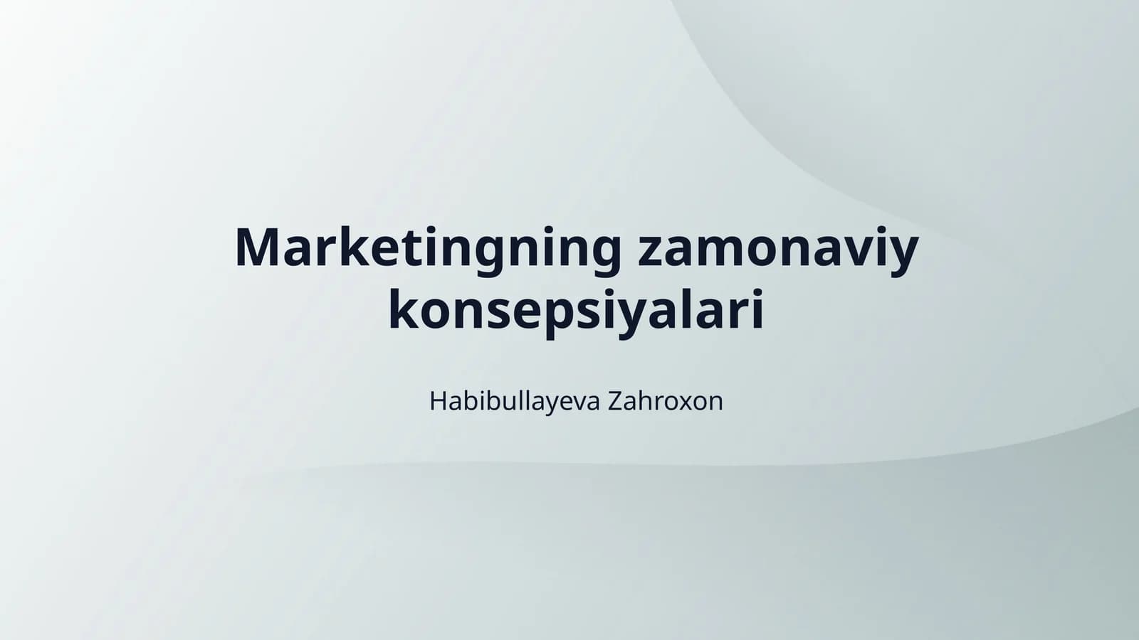Marketingning zamonaviy konsepsiyalari