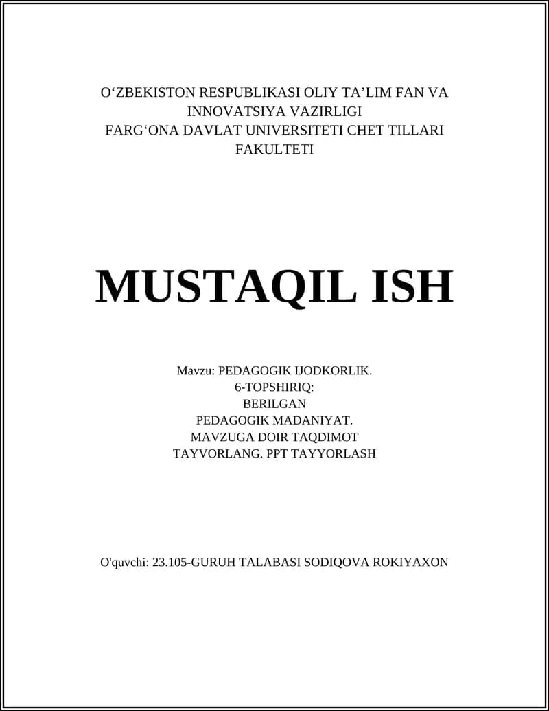 PEDAGOGIK IJODKORLIK