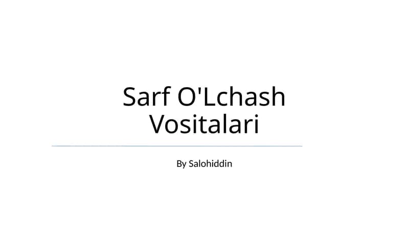 Sarf O'Lchash Vositalari