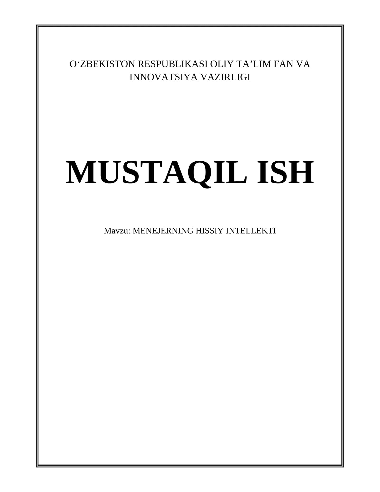 MENEJERNING HISSIY INTELLEKTI