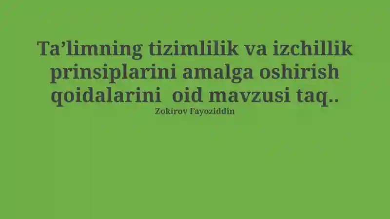 Sistemalilik va Izchillik Tamoyillari
