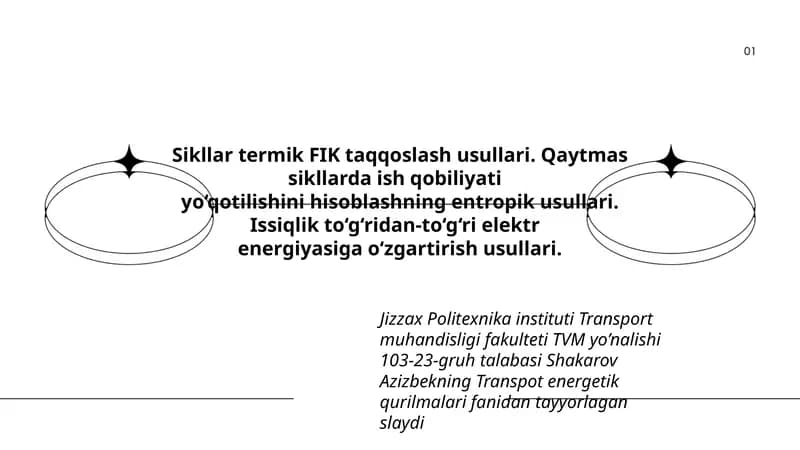 Sikllar termik FIK taqqoslash usullari